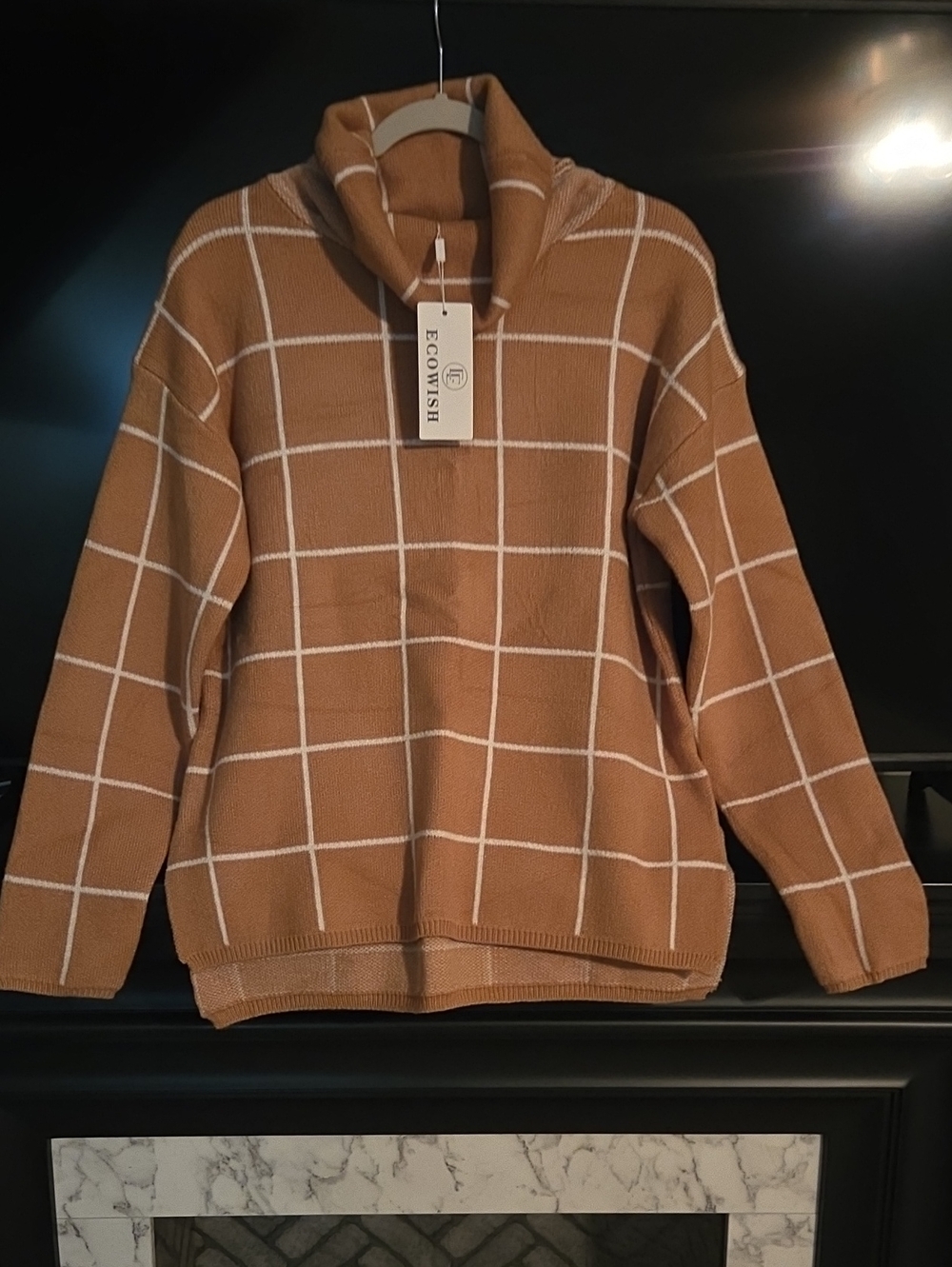 Cotton blend hoodie sweater, Ecowish, windowpane check pattern